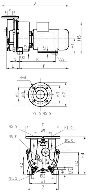 2BV5110、2BV5111、2BV5121、2BV5131、2BV5161外形及安装尺寸