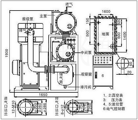 罗茨往复真空机组结构图