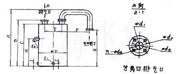 2SK-6P1、2SK-12P1、2SK-20P1、2SK-30P1配气水分离器外形及安装尺寸