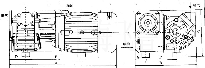 XD型旋片式真空泵安装尺寸图